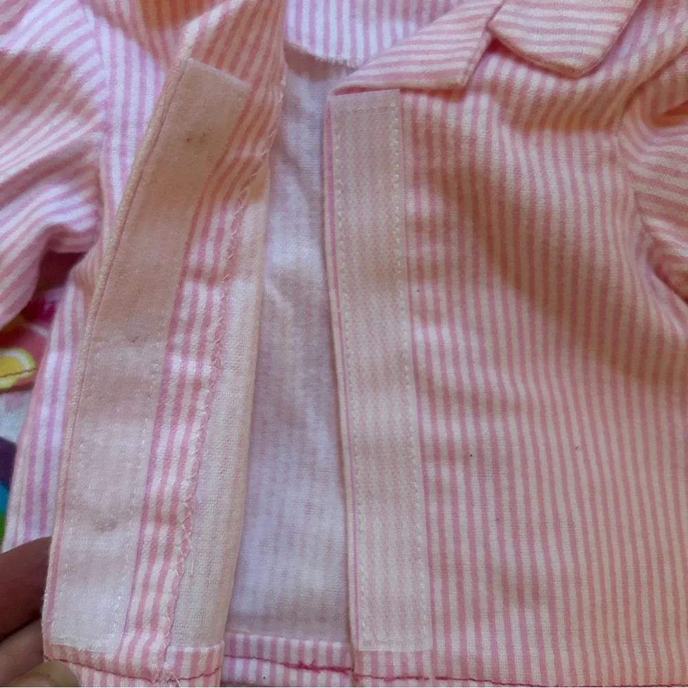 18” Handmade Doll Pink Pajama & Rainbow Robe Set
